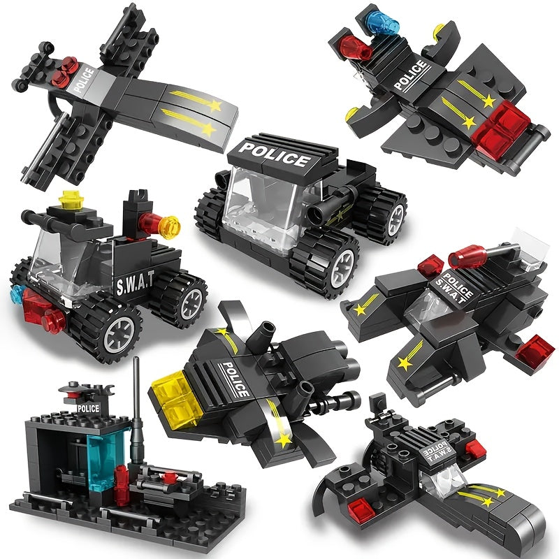 Ensemble de construction de véhicule des forces spéciales SWAT de 315 pièces – Jouet de construction de voiture robot militaire pour garçons – Kit de briques éducatif STEM – Cadeau d'anniversaire, de Noël et d'Halloween pour enfants de 6 à 12 ans