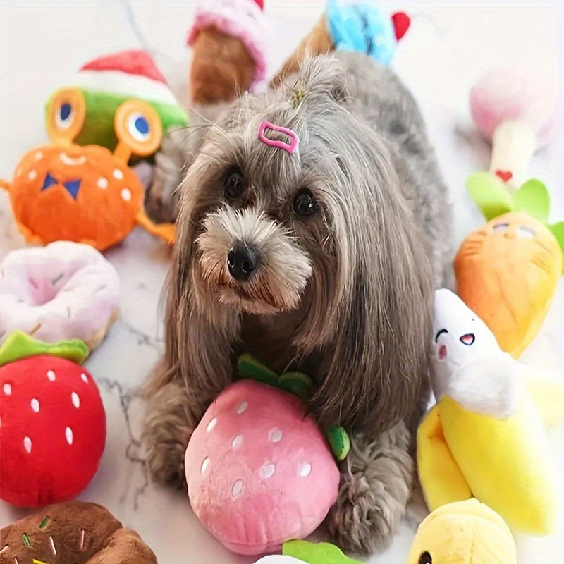 Ensemble de 16 jouets en peluche couineurs pour chien – Jolis jouets en peluche pour petits animaux, style aléatoire, sans pile, jouets couineurs doux pour mâcher et jouer, lot varié, cadeau pour chiots et petits animaux