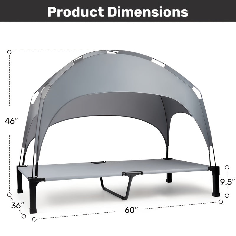Elevated Dog Bed with Removable Canopy Shade Tent β Portable Raised Outdoor Cooling Pet Cot for Dogs & Cats, Breathable Mesh, Lightweight Foldable Design for Camping, Yard & Patio