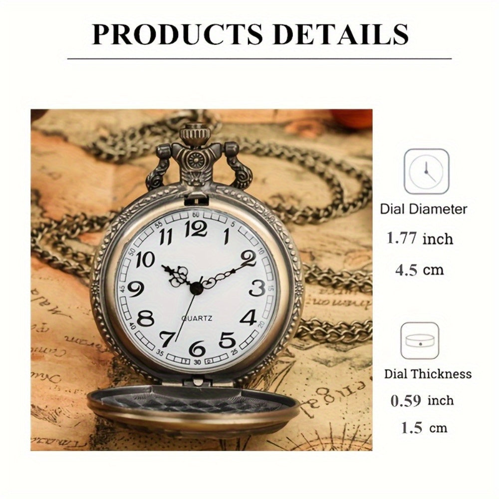 Ensemble de 2 montres de poche en bronze vintage – Mouvement à quartz, cadran rond classique, boîtier en alliage de zinc, bracelet sans nickel, style ancien – Cadeau idéal pour Noël, un anniversaire, une remise de diplôme ou la Saint-Valentin
