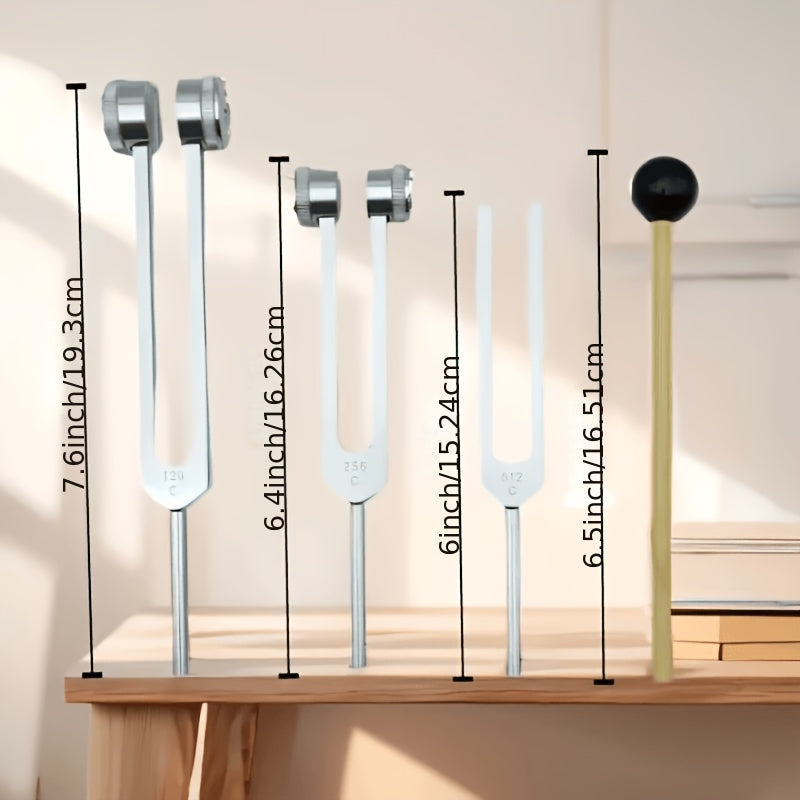 Ensemble de diapasons pour la guérison des chakras 128Hz 256Hz 512Hz - Diapasons de thérapie sonore en alliage d'aluminium pour la méditation, la guérison énergétique et la relaxation, inclut maillet, clé et pochette en velours