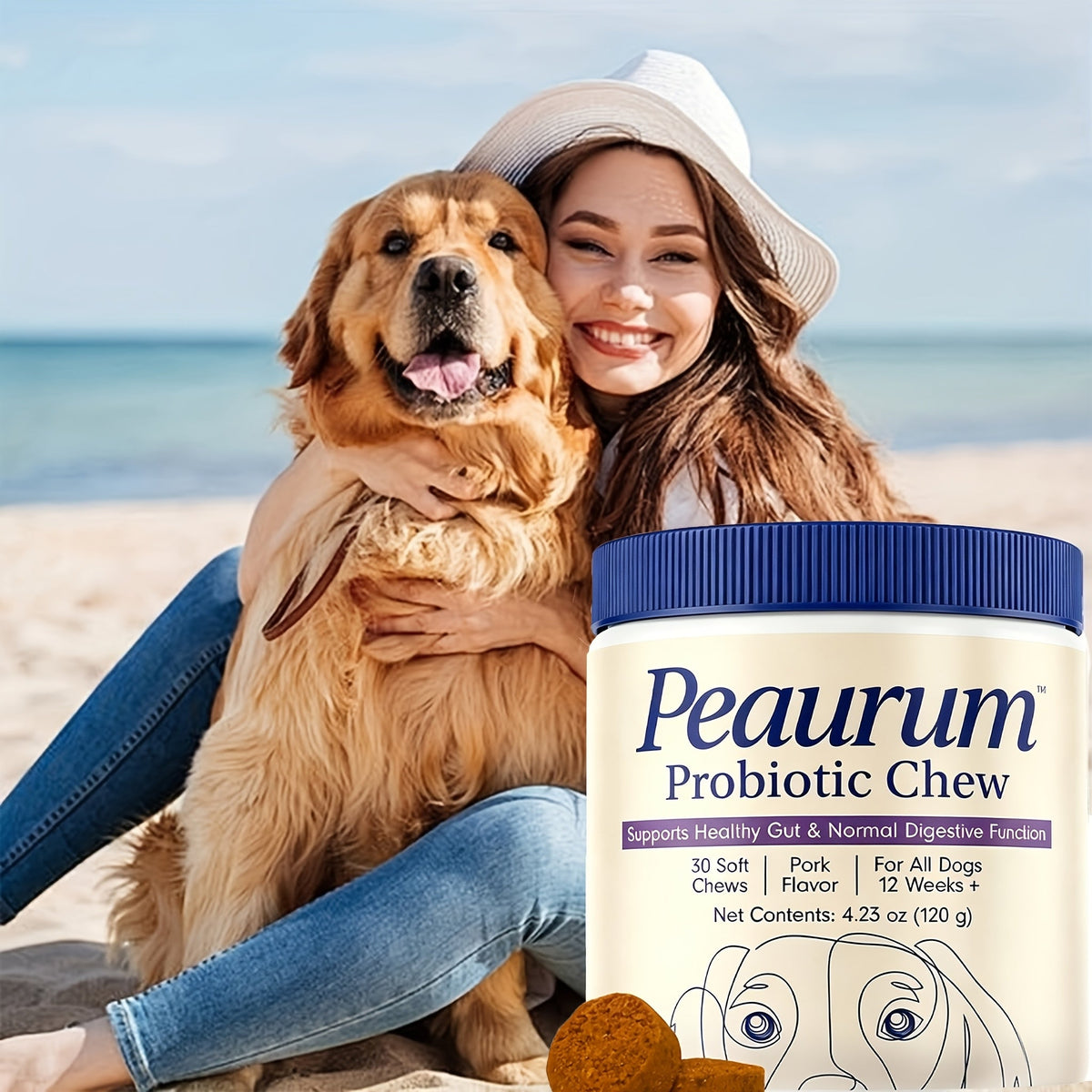 Probiotiques pour chiens, 60 gélules, formule naturelle à base de plantes, favorise la santé intestinale, la digestion et soulage les allergies saisonnières - 120 g, lot de 1 ou 2