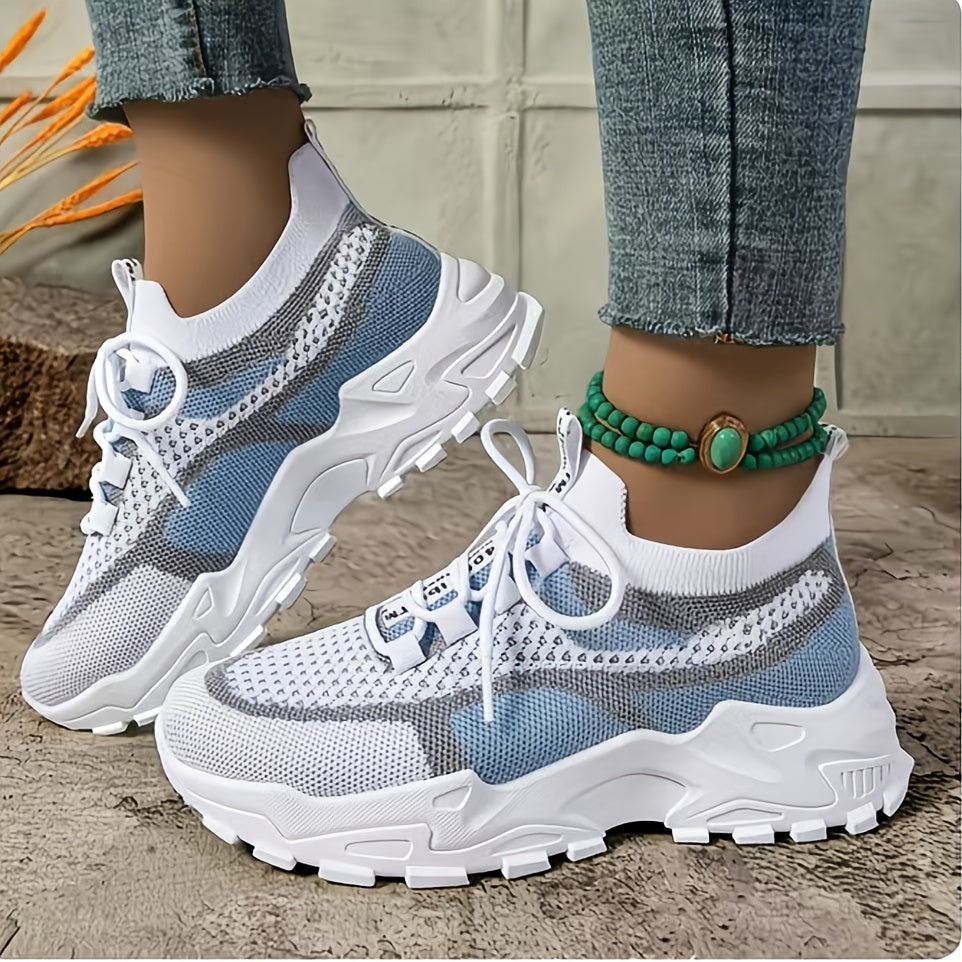 Baskets basses décontractées pour femme avec semelle épaisse en PVC – Tennis légères et respirantes pour la salle de sport, le running et le quotidien | Chaussures de sport pour femme, tailles US 5-10, disponibles en vert, noir, rose et bleu