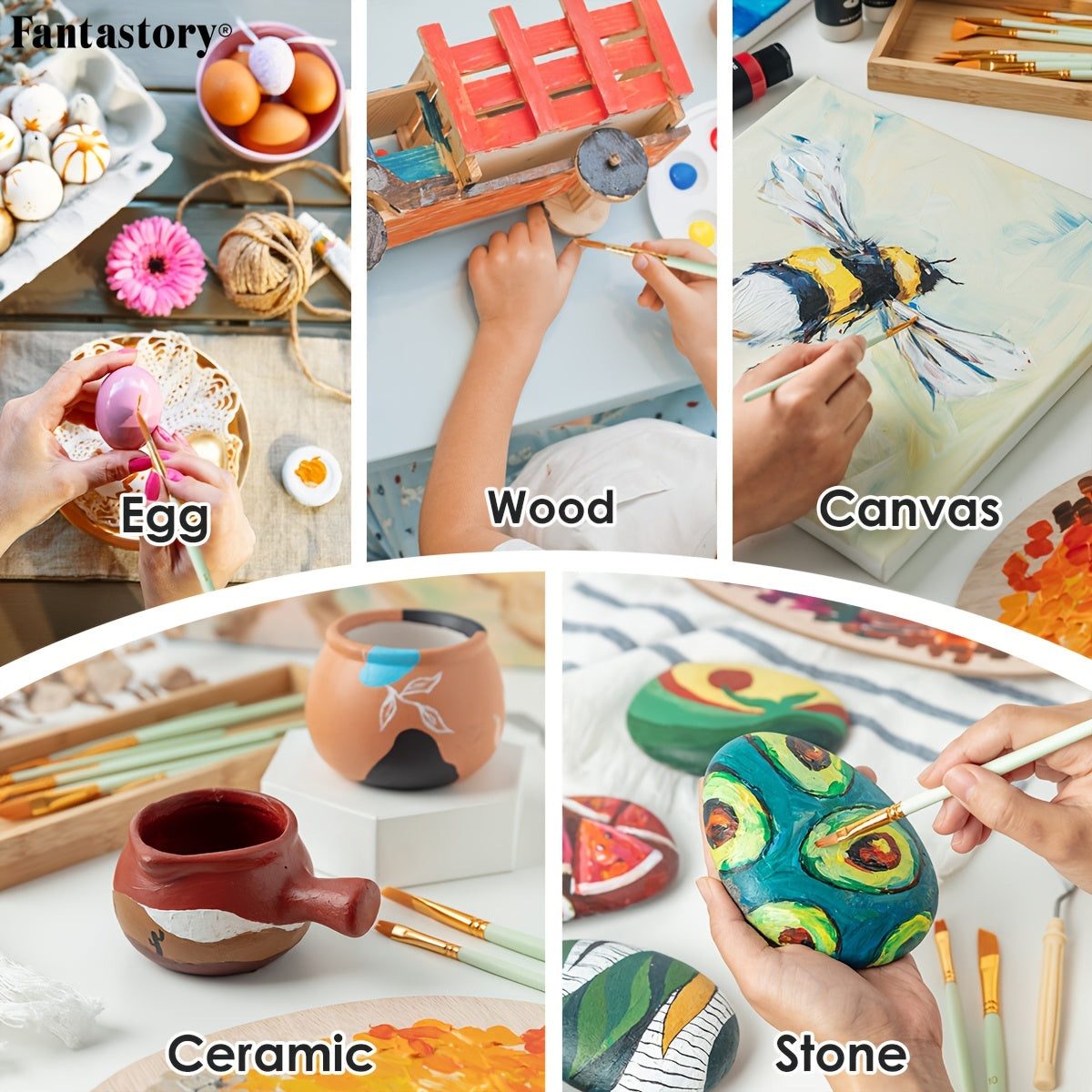 Ensemble de peinture acrylique professionnelle, 24 couleurs, grand format 60 ml, avec 12 pinceaux – Peintures acryliques riches en pigments et épaisses pour toile, bois, pierre, verre et céramique – Fournitures d'art pour débutants et artistes