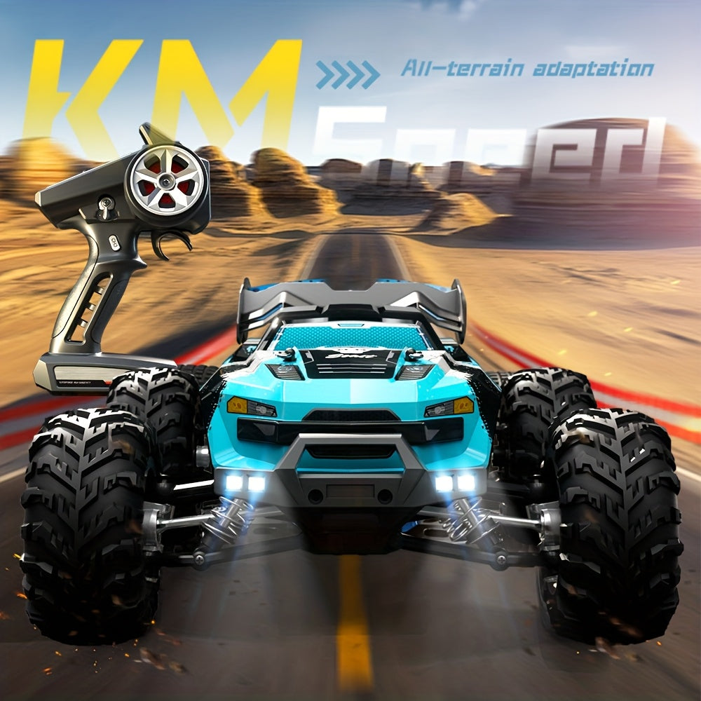 Voiture RC tout-terrain 4WD sans balais, haute vitesse 80 km/h - Édition double batterie, suspension avancée, performance tout-terrain, voiture télécommandée de qualité professionnelle pour adultes - Bleu