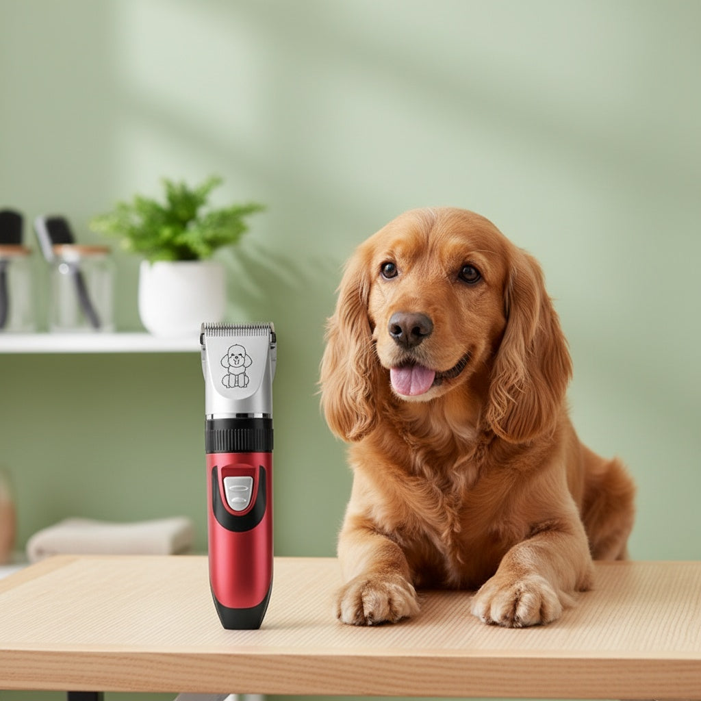 Kit de toilettage pour chien, tondeuse électrique sans fil silencieuse – batterie au lithium rechargeable, tondeuse pour poils épais avec ciseaux et peigne pour chiens et chats de petite et grande taille, plusieurs options de kit disponibles