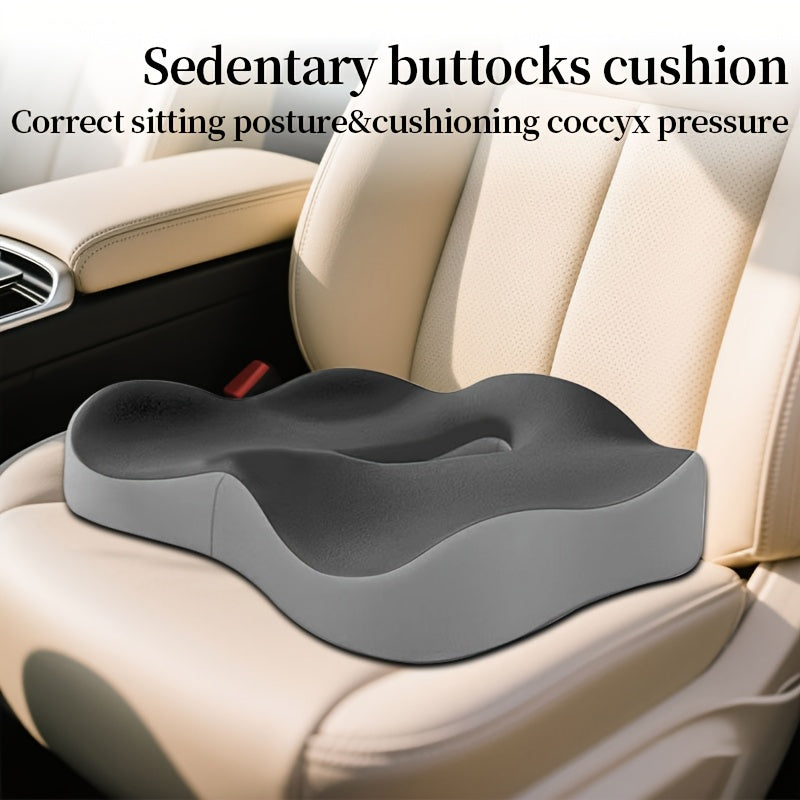 Coussin d'assise ergonomique en mousse à mémoire de forme avec rainure centrale – Soulagement de la pression sur le coccyx, base antidérapante, housse en polyester doux, soutien postural pour chaise de bureau, voiture et maison, blanc/noir