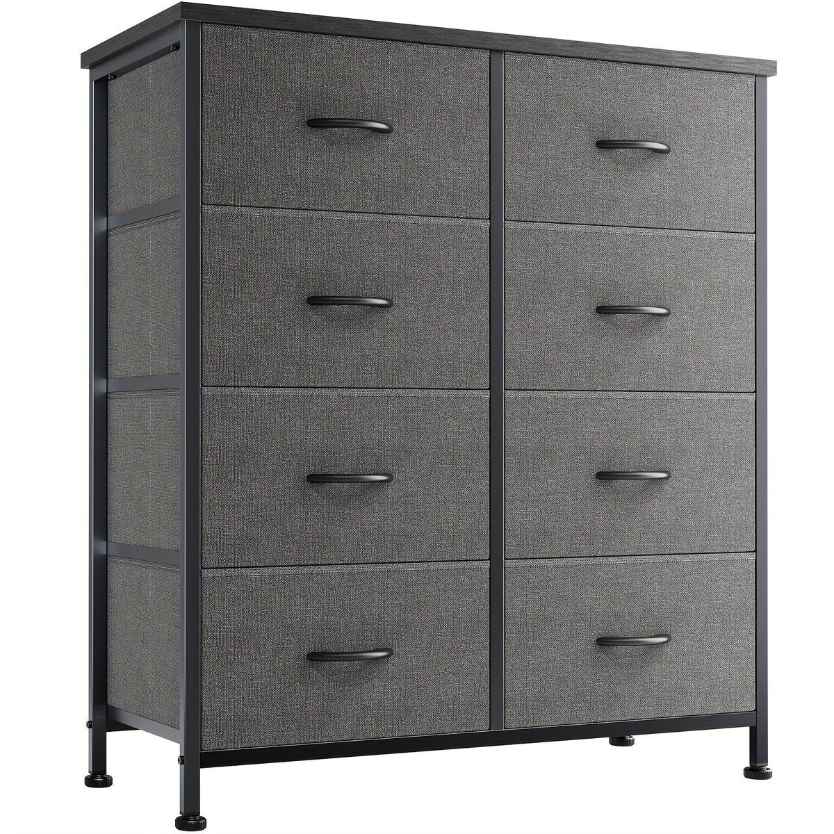 Meuble à tiroirs avec cadre en métal et dessus en bois massif – Organisateur de rangement pour bureau à domicile, 2 à 10 tiroirs, assemblage requis – Blanc, gris, noir, brun rustique – Caisson de rangement pour chambre, salon et bureau