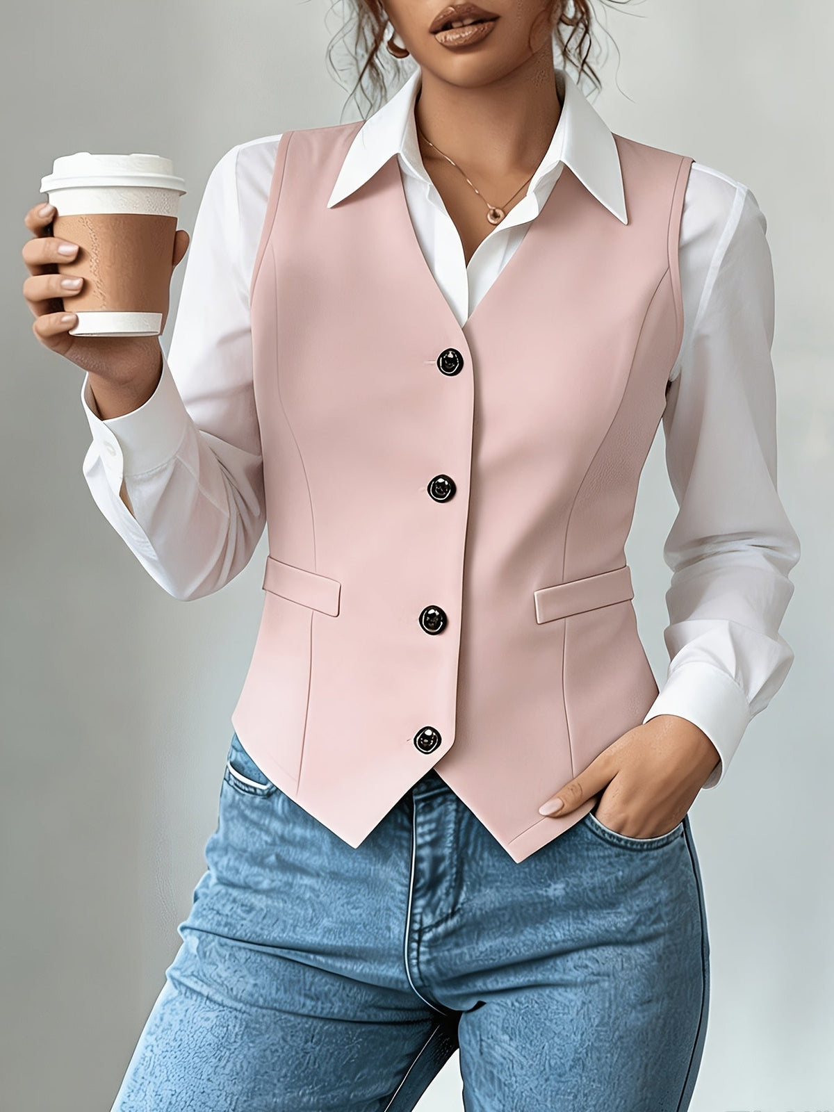 Haut sans manches pour femme, débardeur élégant de couleur unie, style décontracté et ample, chemisier polyvalent pour le travail et le quotidien