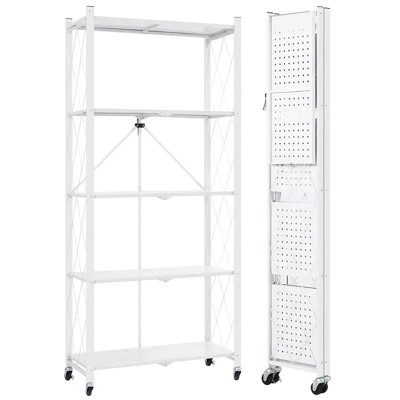 Étagère de rangement sur roulettes – Meuble de rangement mobile à 3, 4 ou 5 niveaux pour bureau et maison, organisateur à étages, montage facile – Noir et blanc