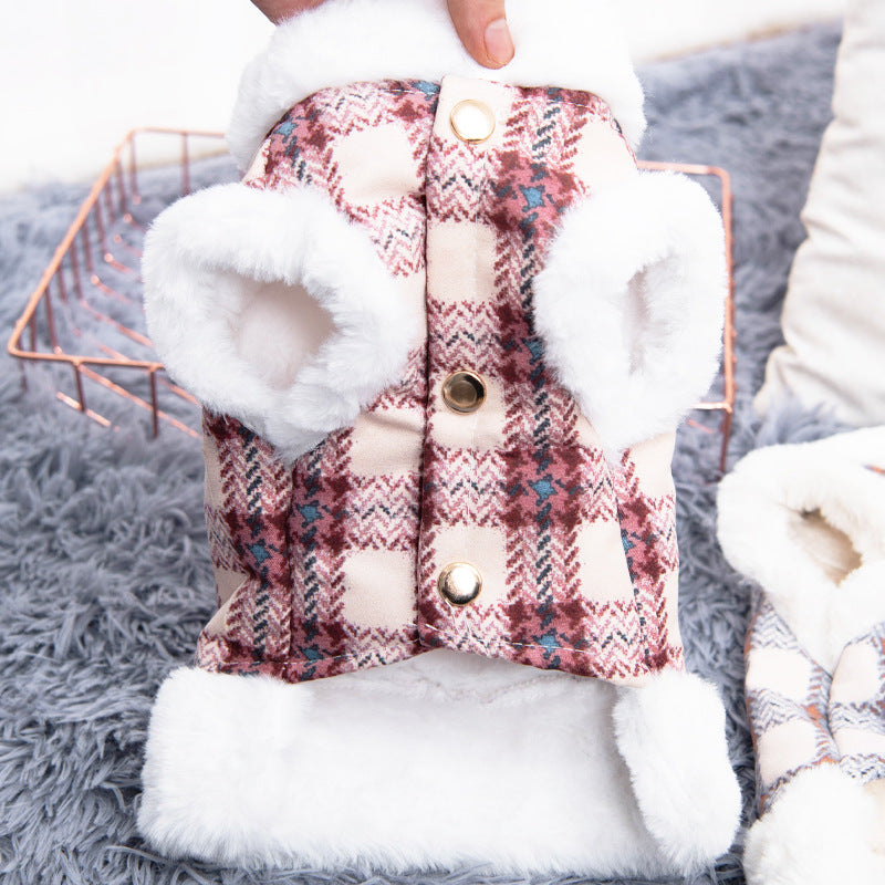Fall Winter Pet Fleece-Lined Vest with Built-In Leash Ring β Warm Soft Cold Weather Jacket for Small Dogs & Cats, Fits Teddy Bichon Chihuahua & Small Breeds, Cozy Outdoor Walking Coat