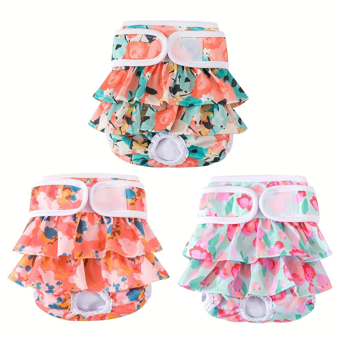 Washable Female Dog Diapers 3 Pack Reusable Highly Absorbent β Dog Period Panties for Female Dogs in Heat Incontinence & Puppy Training XS to L