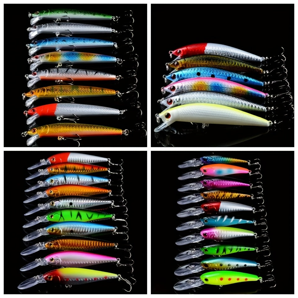 Lot de 5 leurres de pêche – Minnow bionique dur, nage réaliste, eau douce et eau de mer, leurres artificiels aux couleurs aléatoires