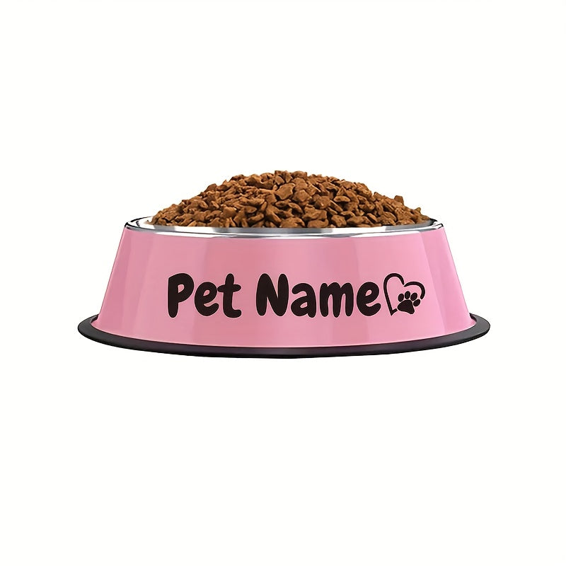 Gamelle personnalisée en acier inoxydable pour chien et chat - Bol gravé au nom de votre animal avec motif patte, cœur et couronne, antidérapante, 200 ml / 400 ml / 1000 ml, écuelle pour nourriture et eau, idée cadeau