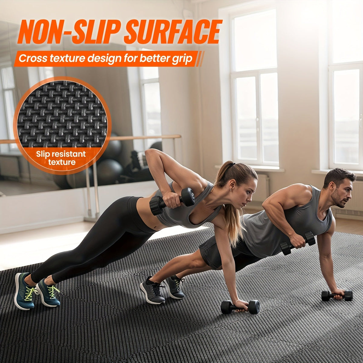 Tapis de sol emboîtables pour salle de sport, 36/48 pièces, dalles puzzle en mousse EVA, 30 x 30 cm, tapis d'exercice antidérapant pour salle de sport à domicile, garage, salle de jeux, fitness – Inclut des bordures, motif café et feuilles
