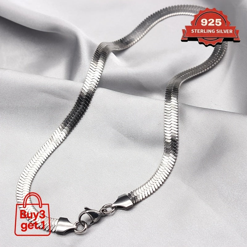 Collier et bracelet chaîne serpent plat en argent sterling 925 – Design 2D élégant et superposable, plusieurs longueurs disponibles, coffret cadeau inclus, idéal pour la Saint-Valentin, les fêtes et pour agrémenter vos tenues au quotidien