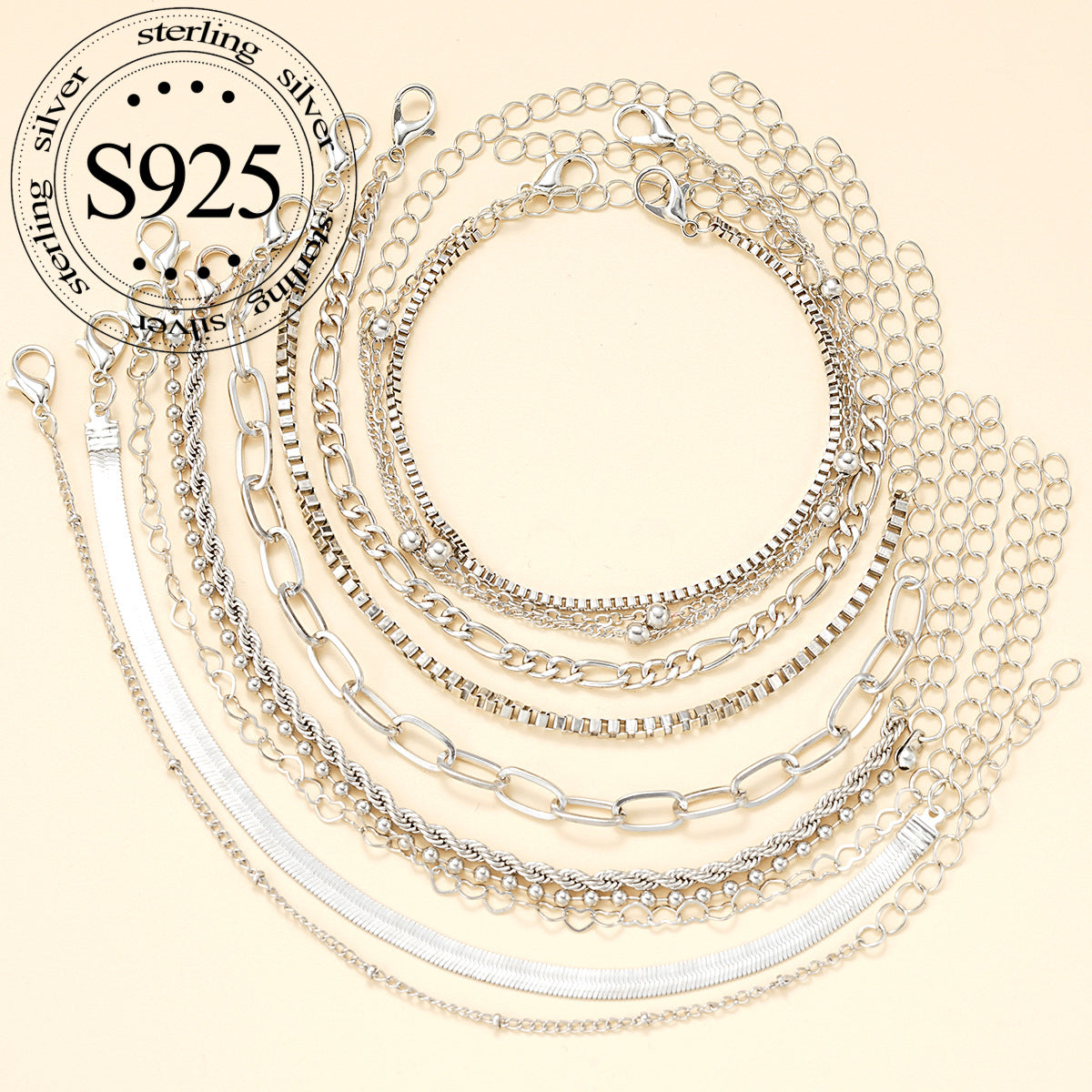 Ensemble de 11 bracelets jonc en argent sterling 925 type chaîne serpent pour femme – Bracelets torsadés bohèmes empilables, parure de bijoux vintage, cadeau idéal pour elle