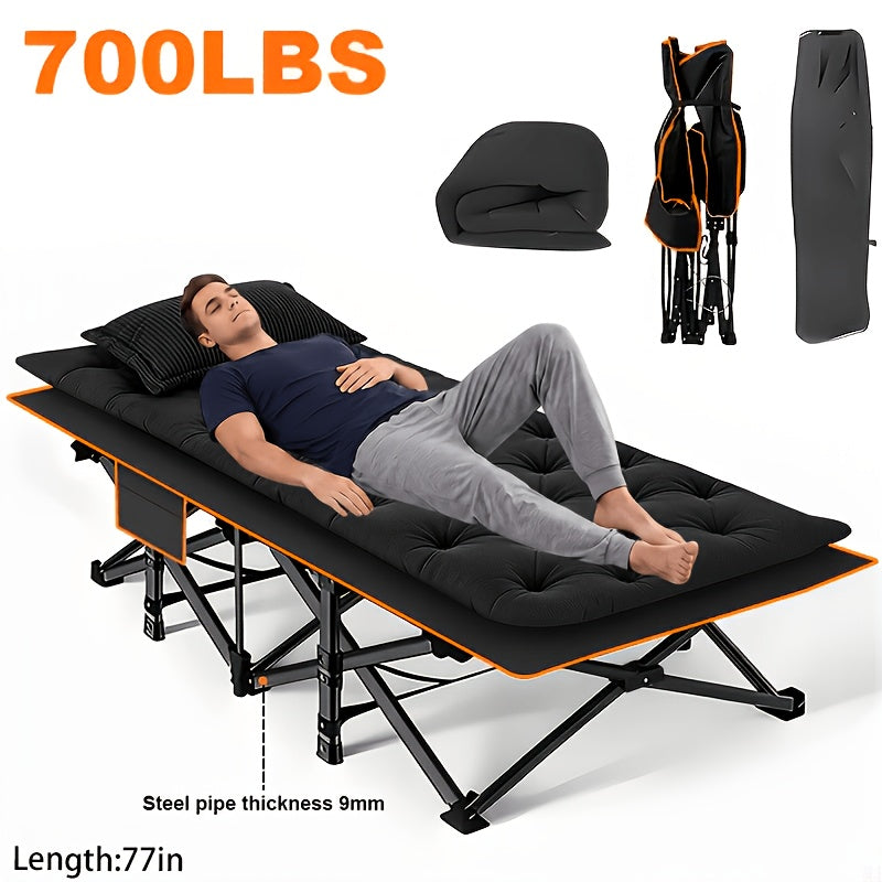 Lit de camp pliant robuste avec matelas pour adultes – Capacité de 500/600/700 lb, lit d'extérieur portable avec sac de transport pour tentes, camping et voyages – 3 modèles, 3 couleurs