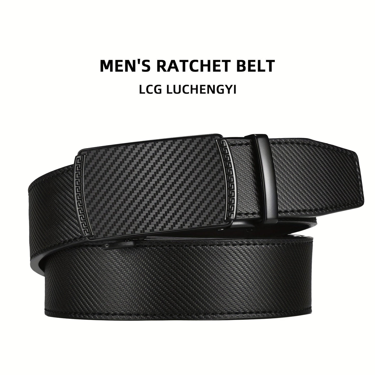 Ceinture habillée à cliquet pour homme en cuir avec boucle automatique – Boucle en alliage de zinc, taille ajustable de 71 cm à 117 cm , 8 styles, ceinture de ville, cadeau idéal pour mari, fête des pères et Noël