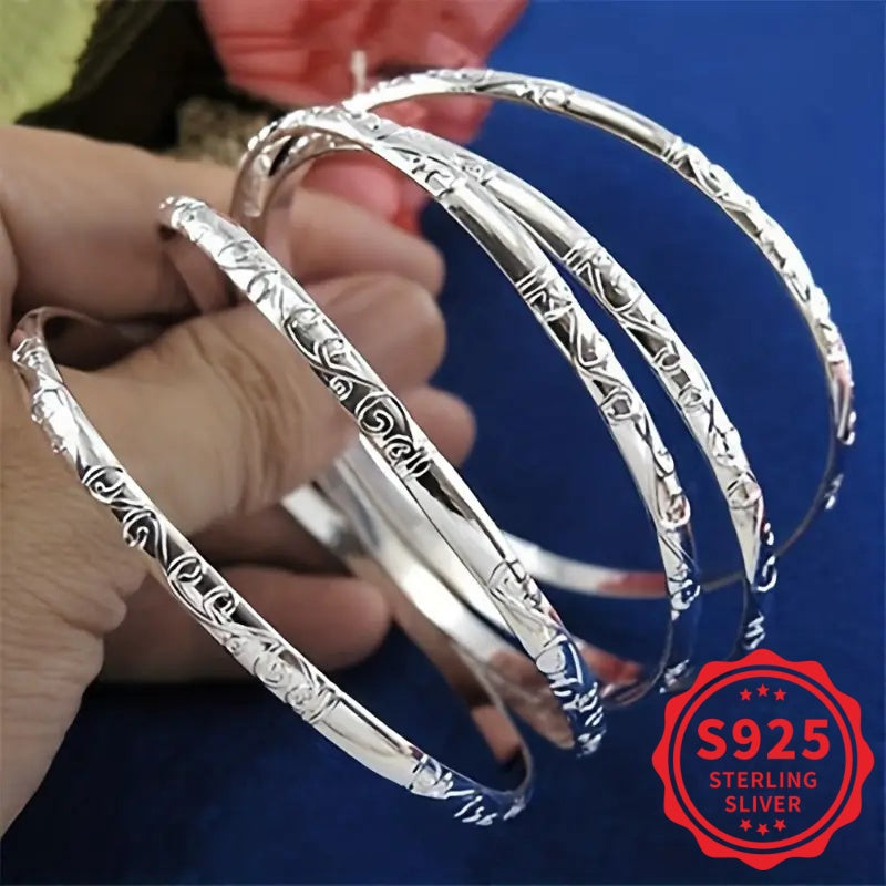 Lot de 5 bracelets géométriques en argent sterling 925 pour femme – Bijoux minimalistes empilables hypoallergéniques, cadeau idéal pour la fête des mères et le quotidien