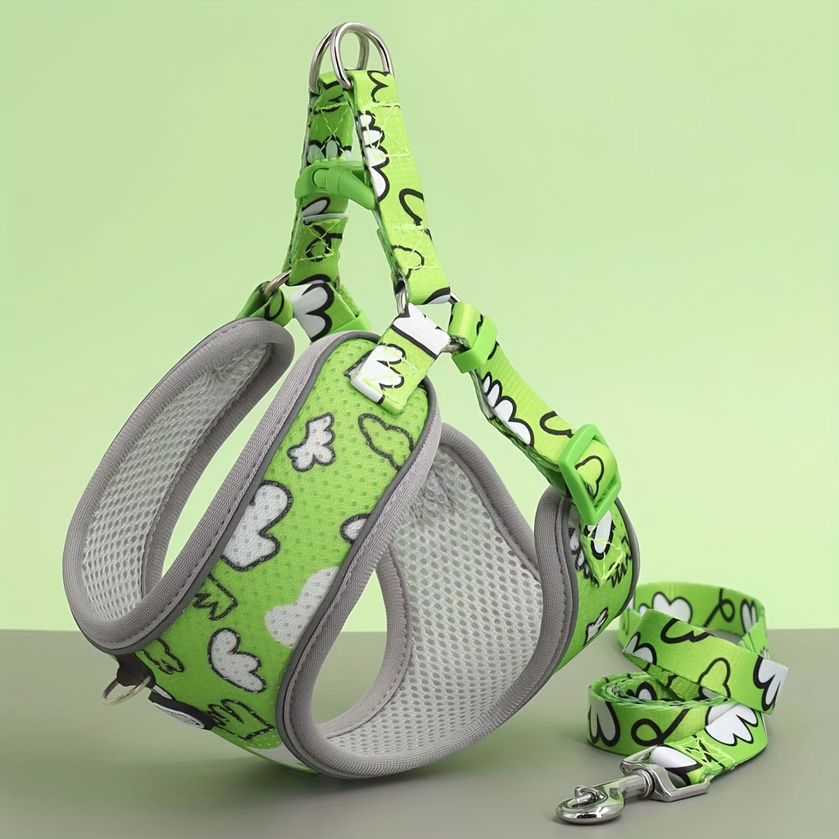 Ensemble harnais et laisse pour chien - Harnais anti-traction pour chien, harnais réfléchissant réglable pour petits, moyens et grands chiens, harnais de promenade facile à mettre et à enlever, anti-fugue, pour usage intérieur et extérieur