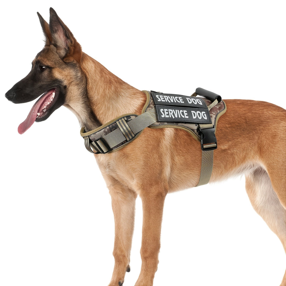 Harnais tactique MOLLE pour chien – Gilet réfléchissant réglable anti-traction pour animal de compagnie avec poignée de contrôle, harnais de dressage pour chien d'assistance, pour une promenade facile sans tirer ni s'étouffer