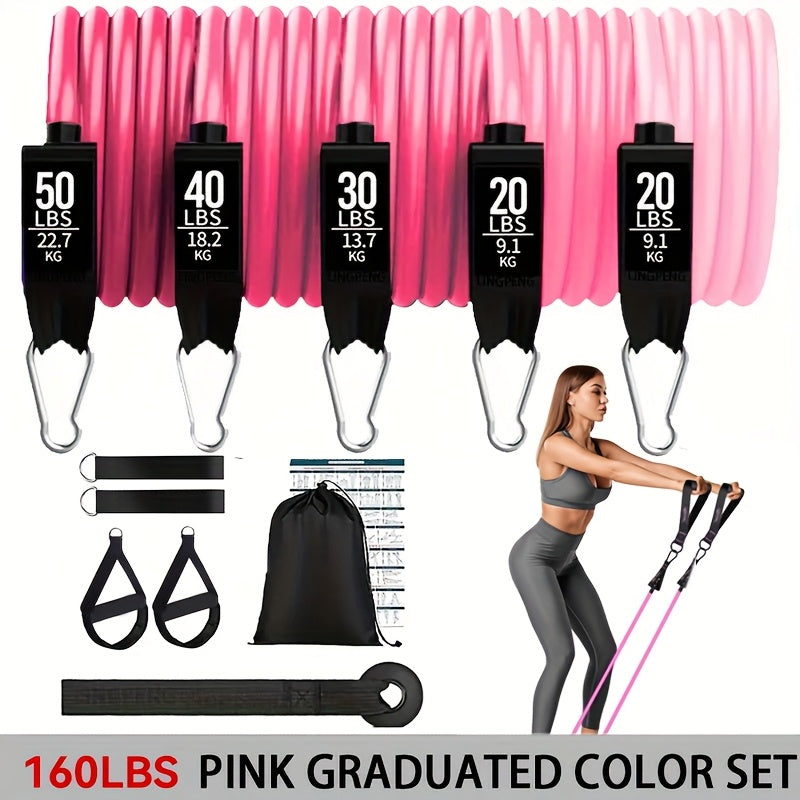 Lot de 5 bandes de résistance 113 kg – Bandes d'exercice ultra-résistantes et anti-casse pour hommes et femmes, extenseurs de musculation pour salle de sport à domicile, yoga, pilates, étirements