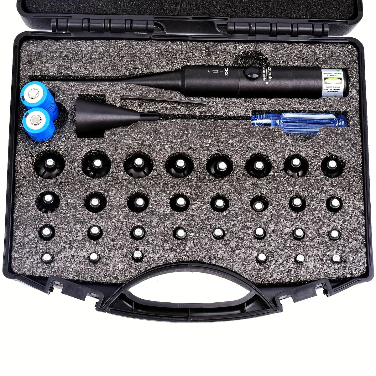 Kit de réglage laser avec 32 adaptateurs – Viseur laser rouge et vert pour calibres de 0,17 à 12GA, outil de réglage de précision pour fusil avec 8 heures d'autonomie, bouton marche/arrêt pour la chasse et le tir