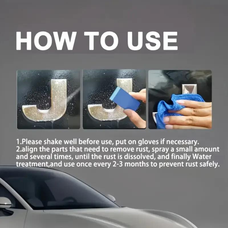Spray antirouille multi-usage pour jantes de voiture et surfaces métalliques, dissolvant de rouille et nettoyant de décontamination puissant à action rapide pour véhicules, outils et mobilier
