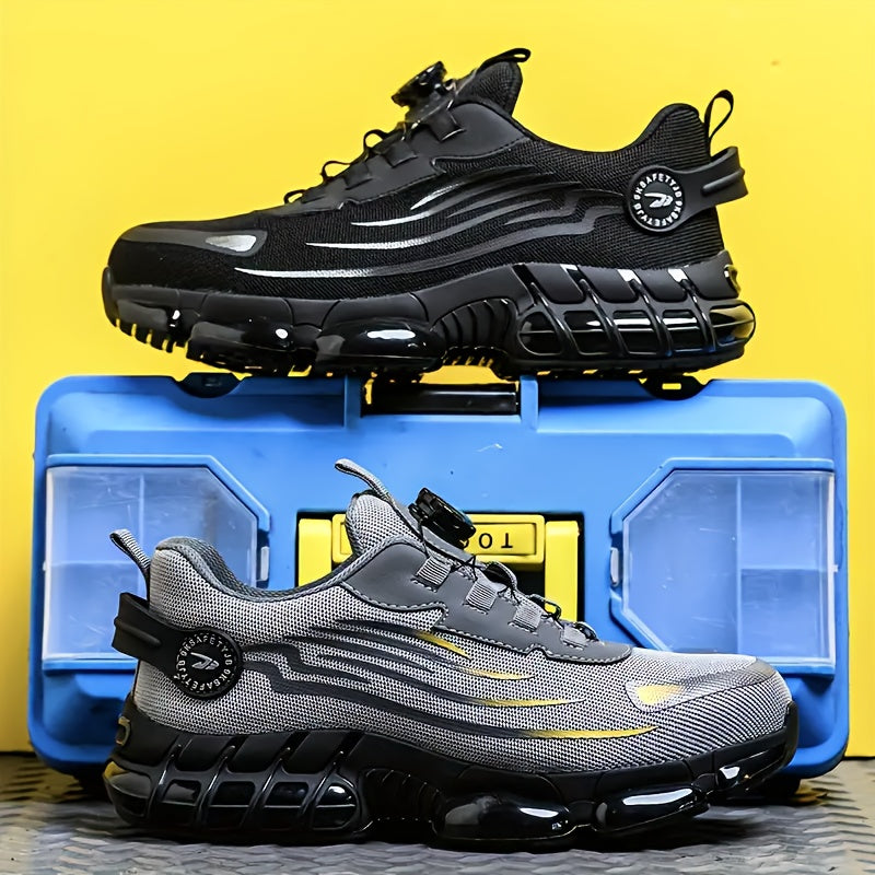 Chaussures de sécurité à embout en acier pour hommes, antidérapantes, respirantes, baskets à embout composite, bottes de travail de construction résistantes à l'abrasion, noir/gris foncé, US 6-11