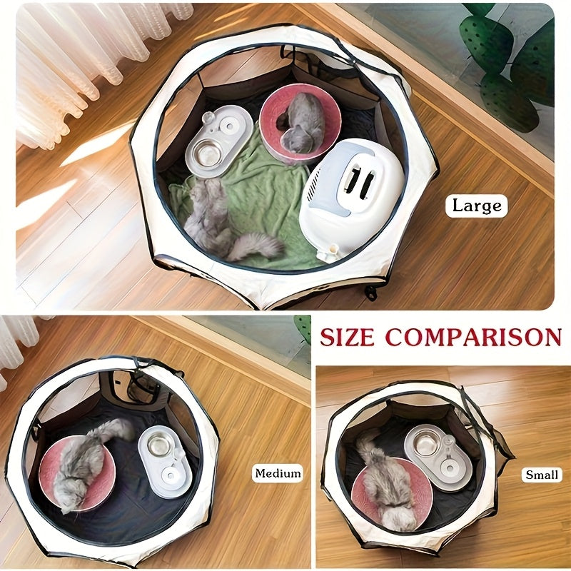 Enclos pliable octogonal pour animaux, niche toutes saisons et lit pour chat – Cage pour chiens et chats en tissu Oxford résistant aux rayures, parc portable pliable pour intérieur, extérieur, camping et voyage