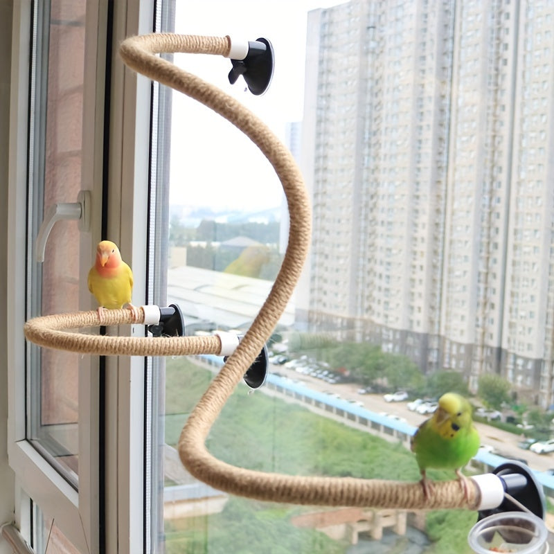 Perchoir flexible pour oiseaux avec ventouse - Échelle d'escalade pliable pour perroquets, à fixer sur vitres, carrelages ou miroirs de cage - Accessoire multifonction pour perroquets, calopsittes, conures et perruches