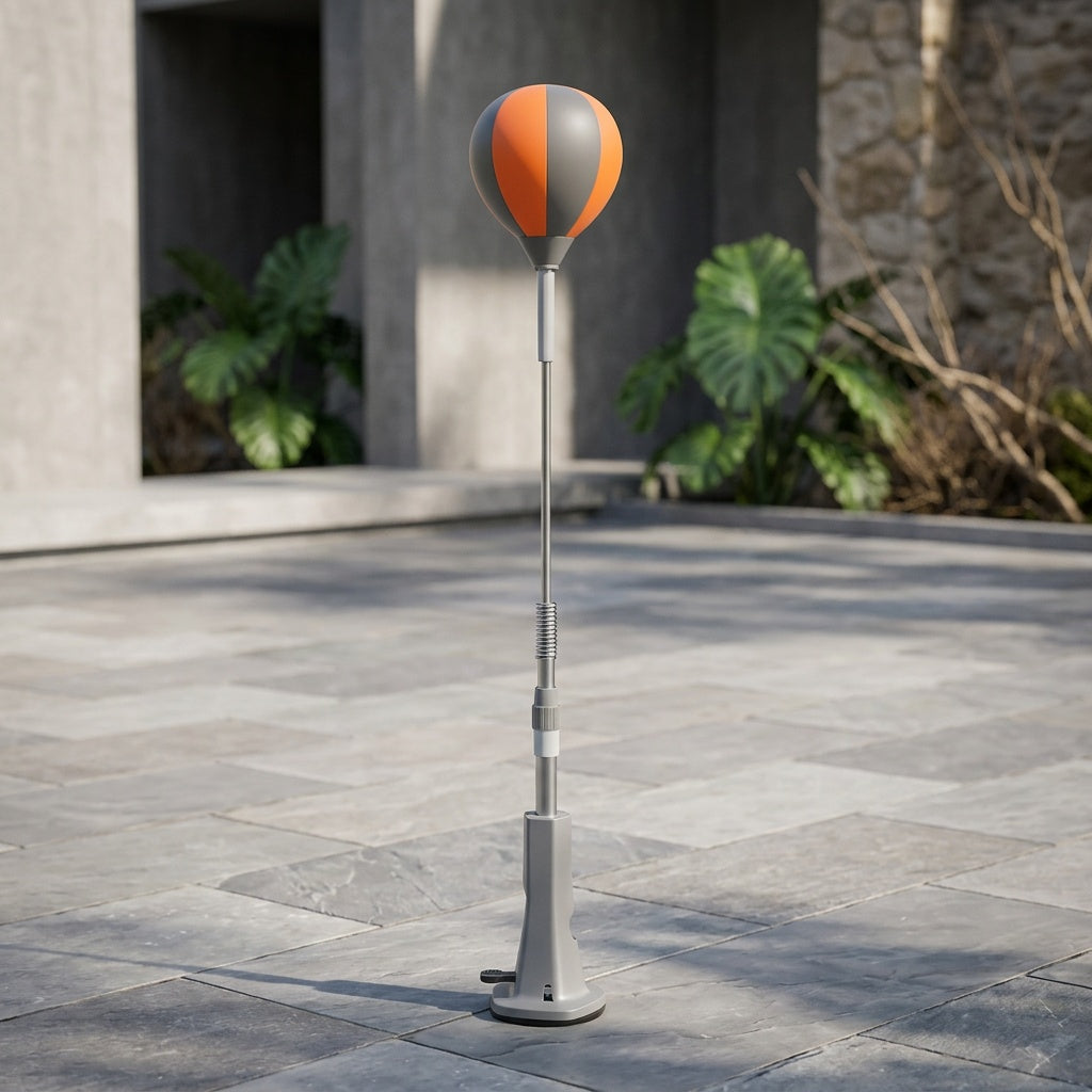 Balle de réflexe de boxe sur pied avec sac de frappe rapide autoportant, hauteur réglable pour l'entraînement à la réaction des adultes, adolescents et seniors – Punching-ball de fitness pour intérieur avec 3 ancrages au sol