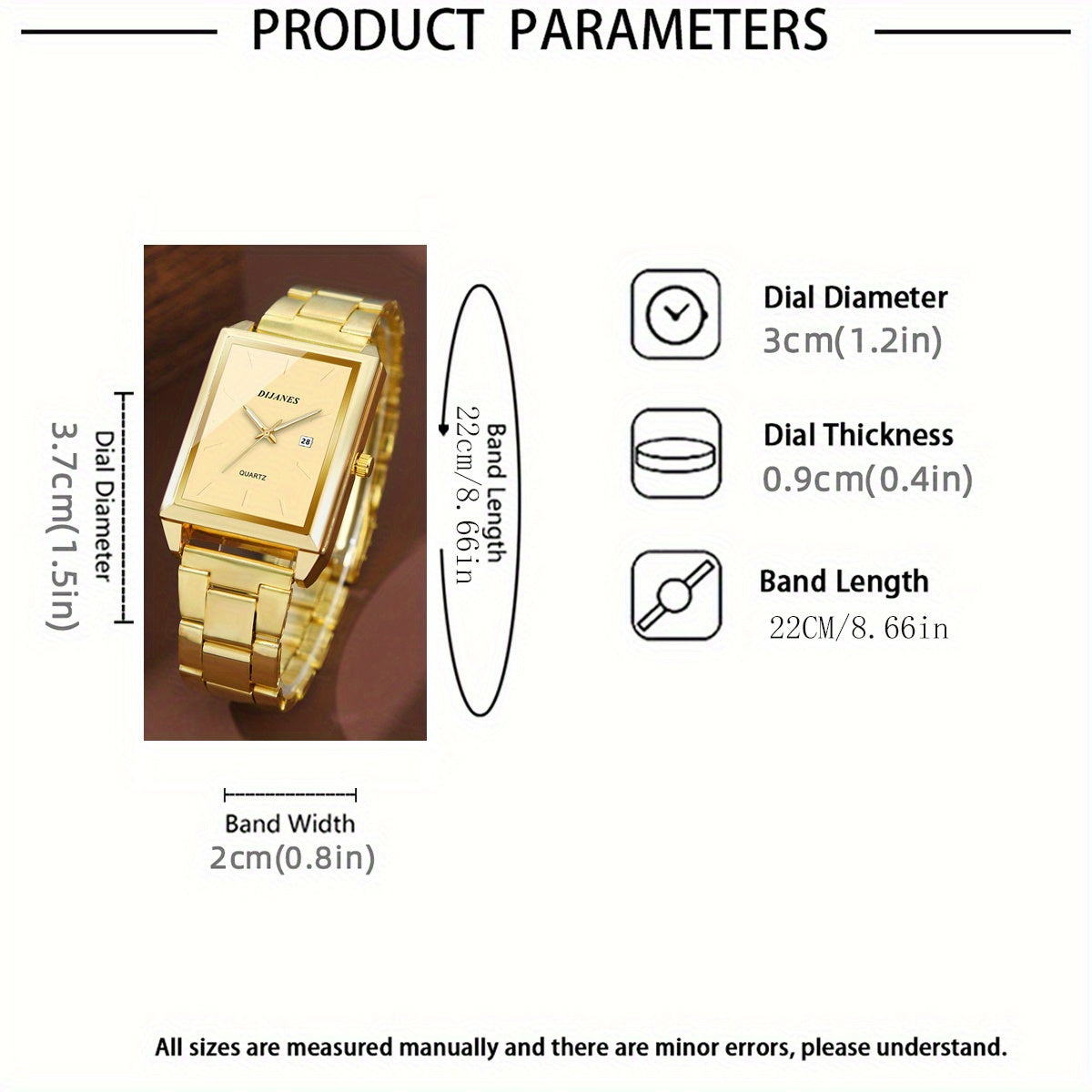 Ensemble de 4 pièces montre et bijoux pour homme – Montre à quartz avec collier, bracelet et bague, affichage de la date style business décontracté, coffret cadeau de luxe pour homme en noir, argent et or