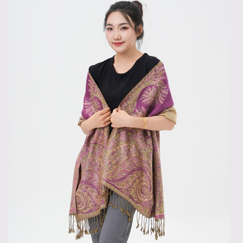 Écharpe pashmina à motif cachemire « queue de phénix » – Châle enveloppant épais et chaud pour femme, tissu doux et luxueux disponible en 17 couleurs éclatantes, polyvalent pour les événements formels, le quotidien et les cadeaux