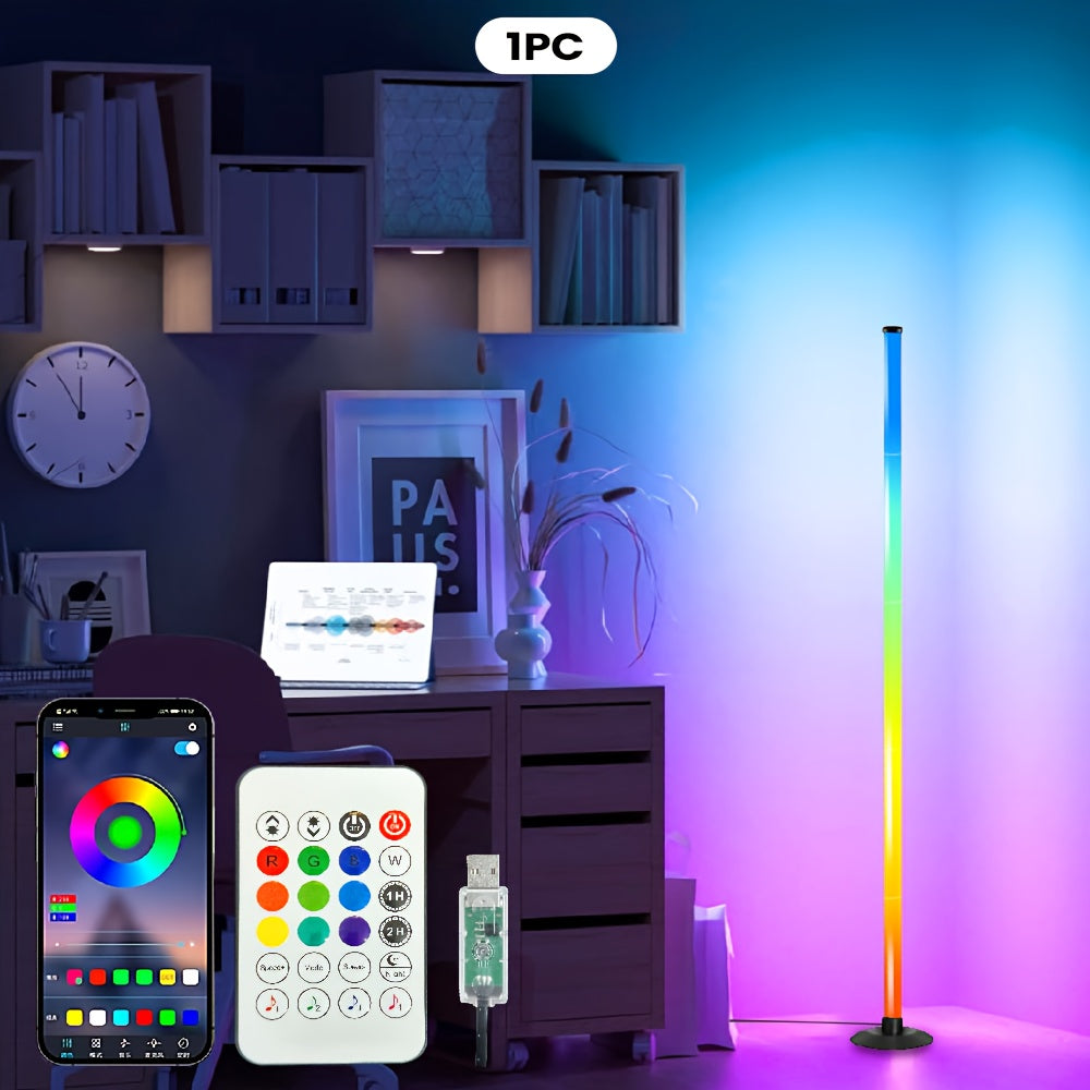 Lampadaire LED intelligent RGBIC avec application et télécommande, éclairage d'ambiance à changement de couleur pour salon, chambre, salle de jeux, bureau, décoration intérieure, cadeau d'anniversaire ou de Noël