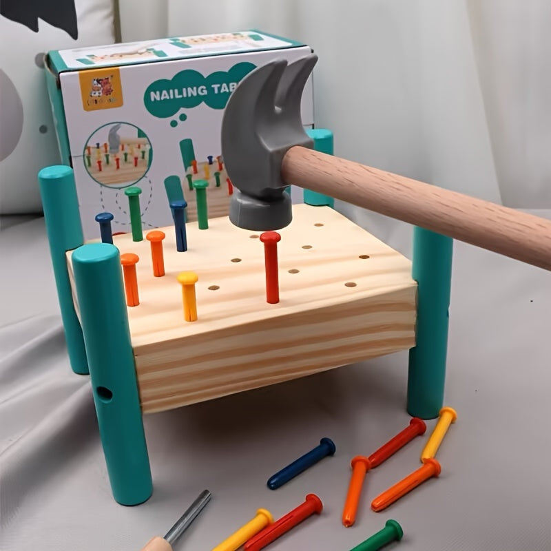 Jouet à marteler pour tout-petits, set de clous à frapper cinq couleurs, reconnaissance des couleurs, coordination œil-main, jouet éducatif STEM interactif parent-enfant, cadeau d'anniversaire ou de Noël pour enfants
