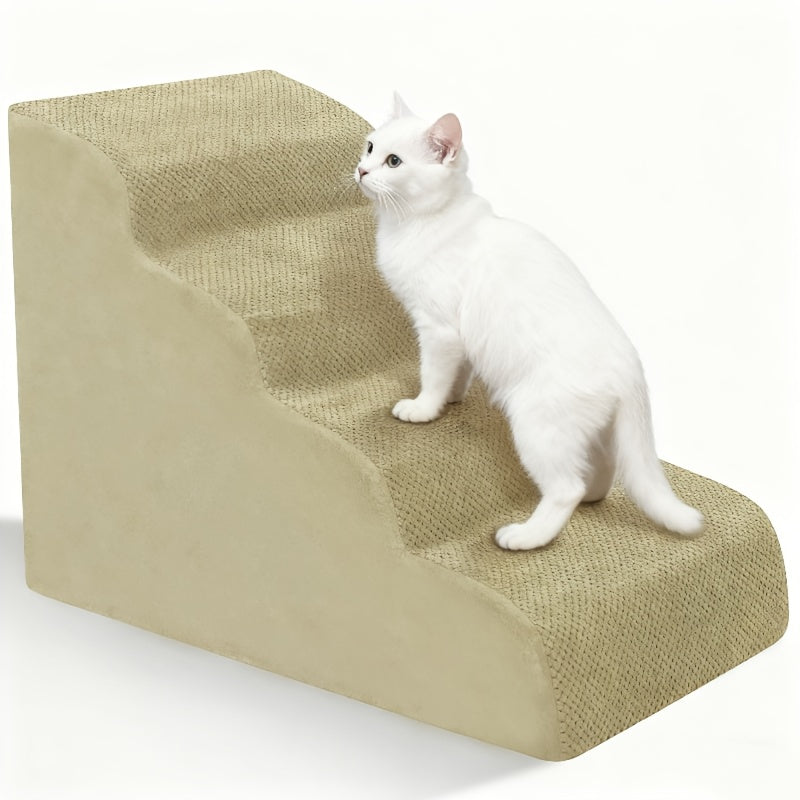 NIUBYA Escaliers pour chiens extra larges pour petits chiens – Marches pour animaux en mousse haute densité, fond antidérapant, rampe rembourrée douce pour lits hauts, canapés et divans, idéal pour les chiens âgés ou blessés, polypropylène, compact