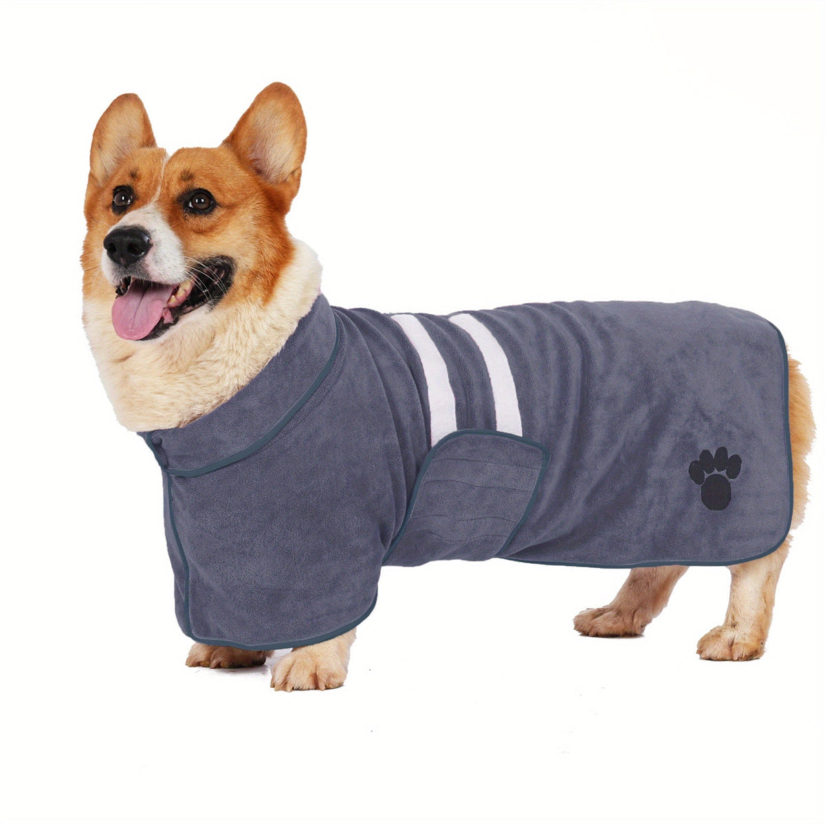 Peignoir de bain à séchage rapide pour chiens et chats – Manteau en microfibre absorbante avec détail brodé, peignoir de séchage mains libres pour chiens moyens et grands après le bain, la baignade ou la pluie