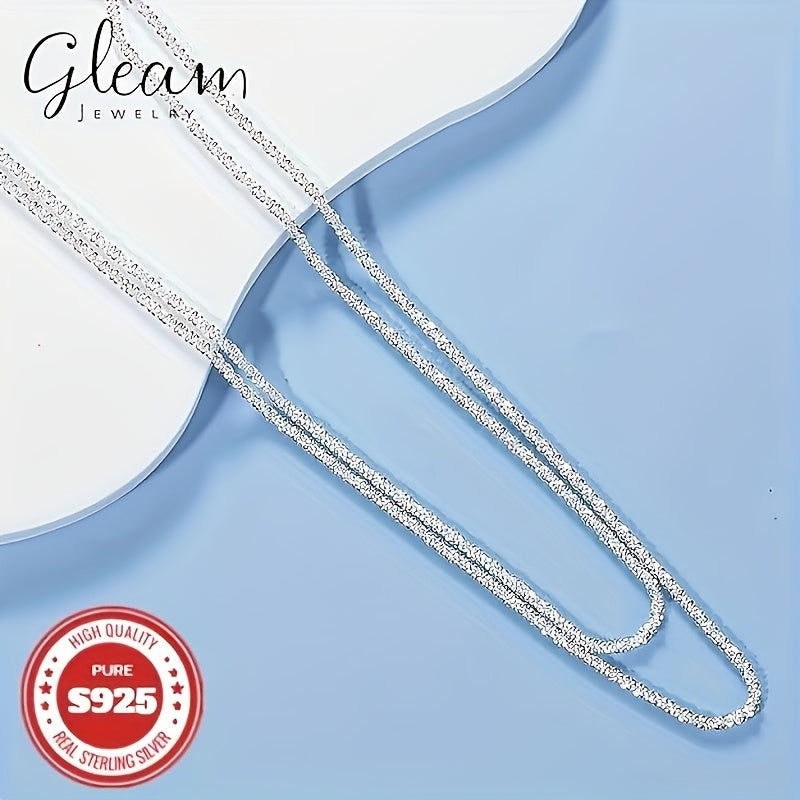 Chaîne en argent sterling S925, 4 mm de large, scintillante pour hommes et femmes – Bijou unisexe solide et brillant, coffret cadeau inclus, 45,7 cm et 55,9 cm, cadeau d'anniversaire ou de Saint-Valentin