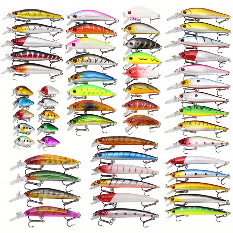 Ensemble de leurres de pêche premium, swimbaits, spinnerbaits et leurres durs pour eau douce et eau salée - Minnows réalistes, boîte à pêche, cadeau pour pêcheur