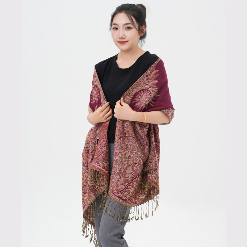 Écharpe pashmina à motif cachemire « queue de phénix » – Châle enveloppant épais et chaud pour femme, tissu doux et luxueux disponible en 17 couleurs éclatantes, polyvalent pour les événements formels, le quotidien et les cadeaux