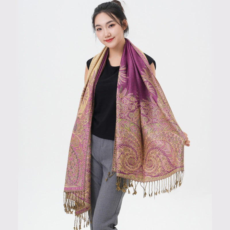 Écharpe pashmina à motif cachemire « queue de phénix » – Châle enveloppant épais et chaud pour femme, tissu doux et luxueux disponible en 17 couleurs éclatantes, polyvalent pour les événements formels, le quotidien et les cadeaux