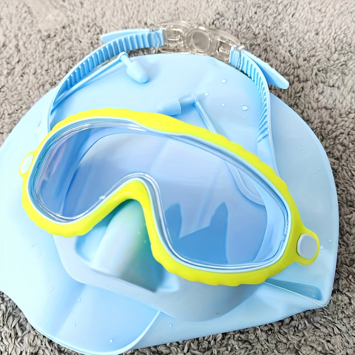 Lunettes de natation antibuée surdimensionnées, clarté haute définition, coussinets en silicone souple et confortable, sangle réglable, équipement de natation élégant pour piscine extérieure, plage et étang, rose bleu