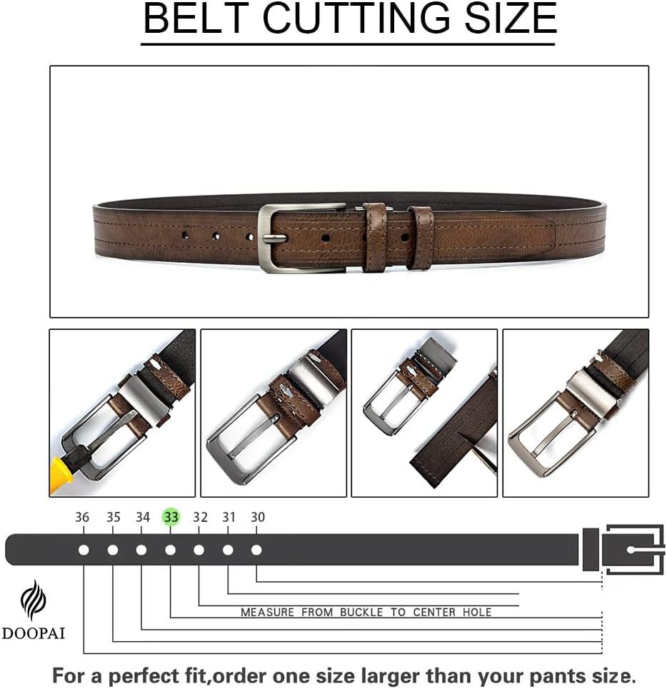 Coffret cadeau de 3 ceintures en cuir pour homme, 3,2 cm, ajustables, style classique pour pantalon habillé ou jean, cadeau idéal pour Noël ou Thanksgiving