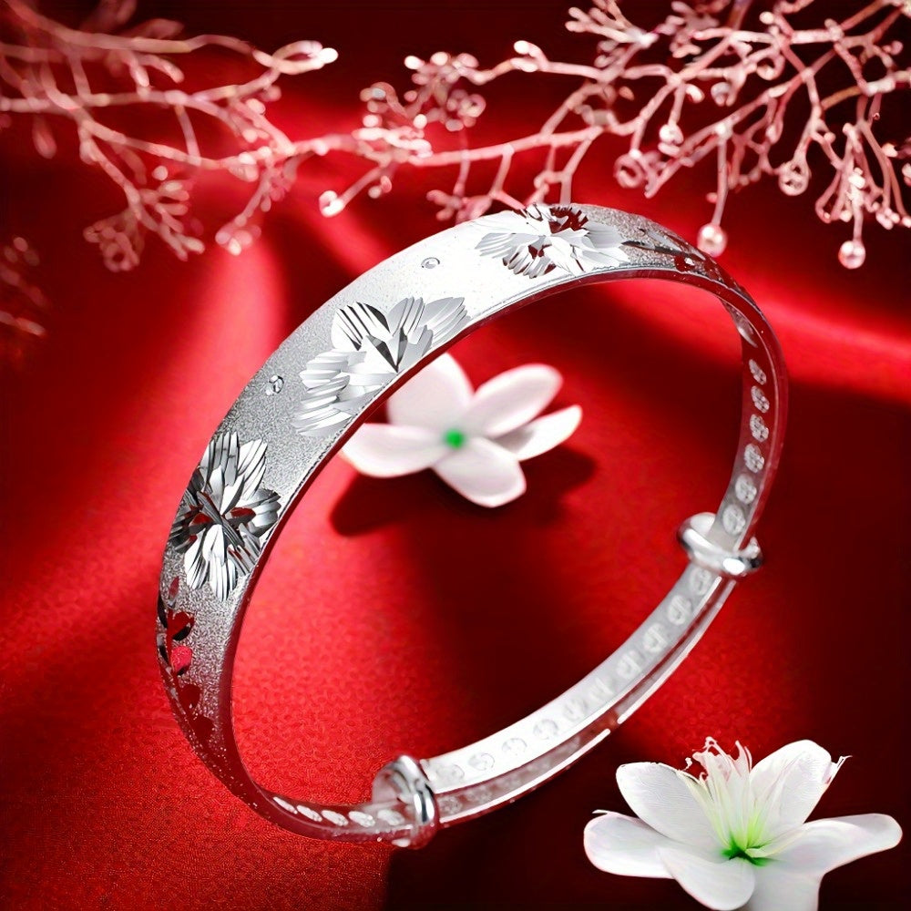 Bracelet ajustable coulissant pour femme en argent sterling 925 – Jonc élégant à fermoir coulissant en argent et or, cadeau idéal pour maman, la fête des mères, un anniversaire ou toute occasion spéciale