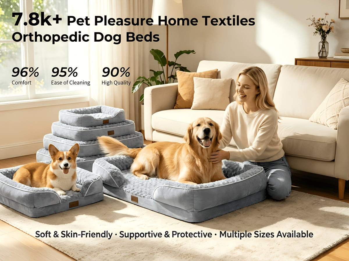 Lit orthopédique pour chien extra large lavable – Canapé en mousse à mémoire de forme en forme de C avec housse amovible, fond antidérapant et rebord de soutien pour chiens de grande et très grande taille, gris