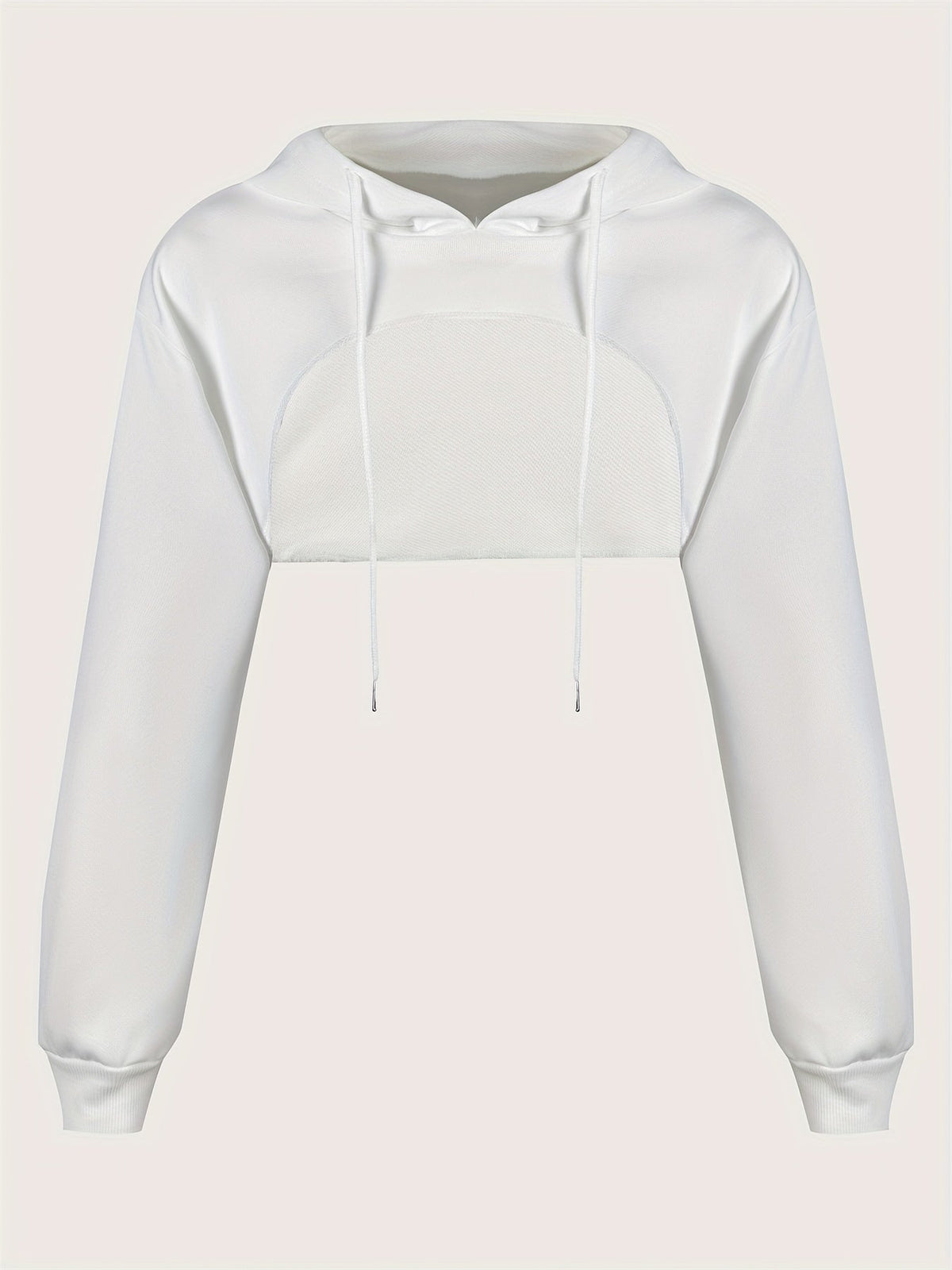 Women's Super Short Crop Hoodie β Drawstring Hood Dipped Hem 100% Polyester Casual Pullover Top for Fall & Winter