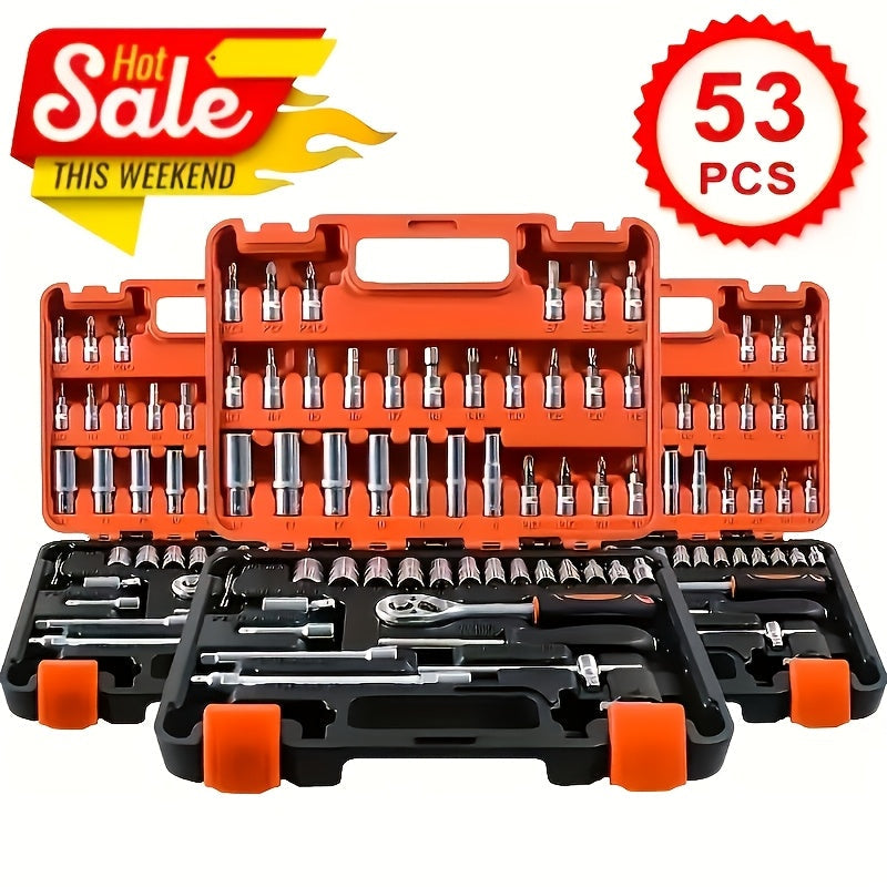 Jeu de douilles à chocs entraînement 3/8" en acier CR-V – Kit de cliquet de 50 à 999 pièces avec adaptateur, tailles SAE et métriques courantes pour la réparation automobile, les projets de bricolage et les mécaniciens professionnels
