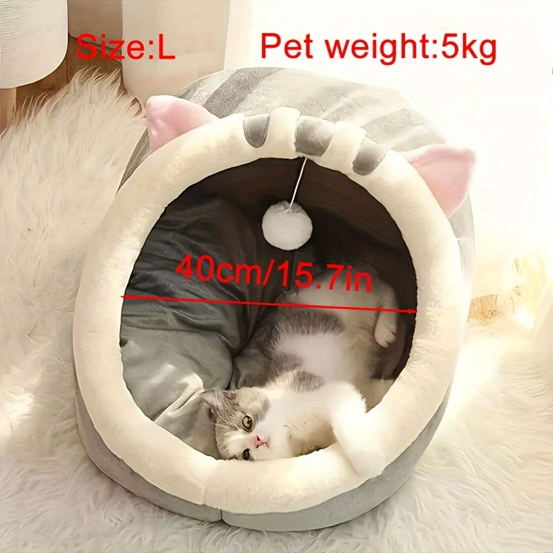 Panier pour chat moelleux avec tapis respirant - Couchage confortable pour chatons et chats de toutes tailles, niche d'intérieur toutes saisons